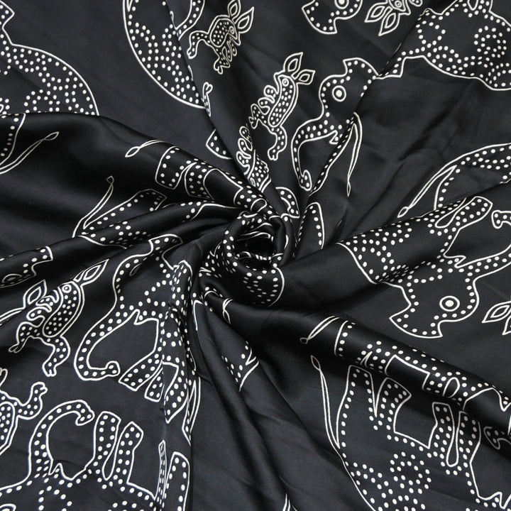 Black Modal Satin Digital Print