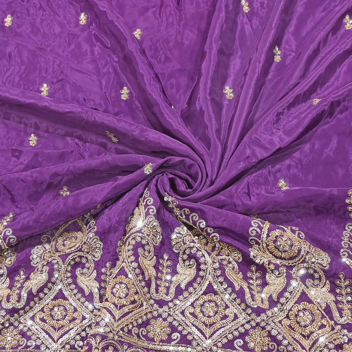 Premium Crepe Zari, Moti & Sequins Embroidery Fabric | Designer Embroidered Crepe for Bridal-J30948-A