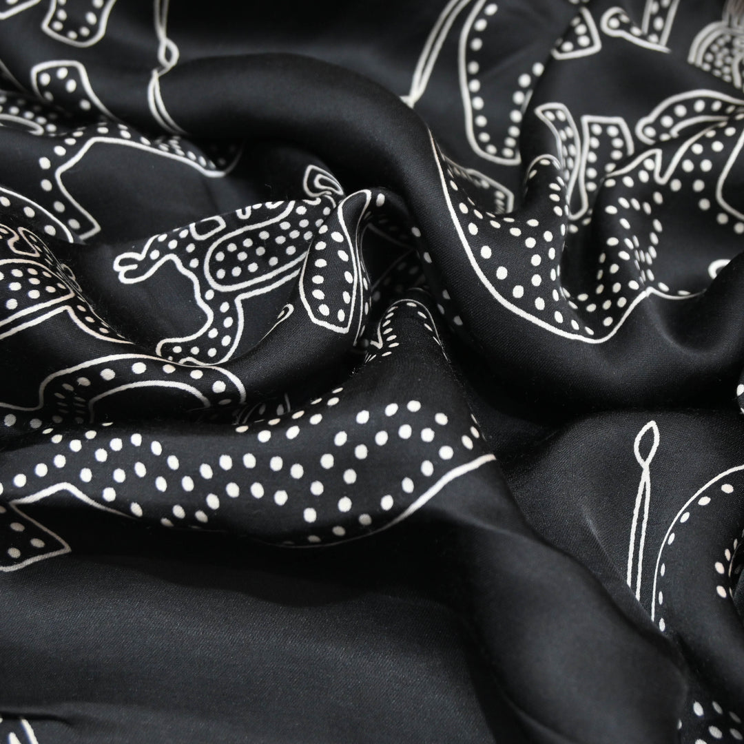 Black Modal Satin Digital Print