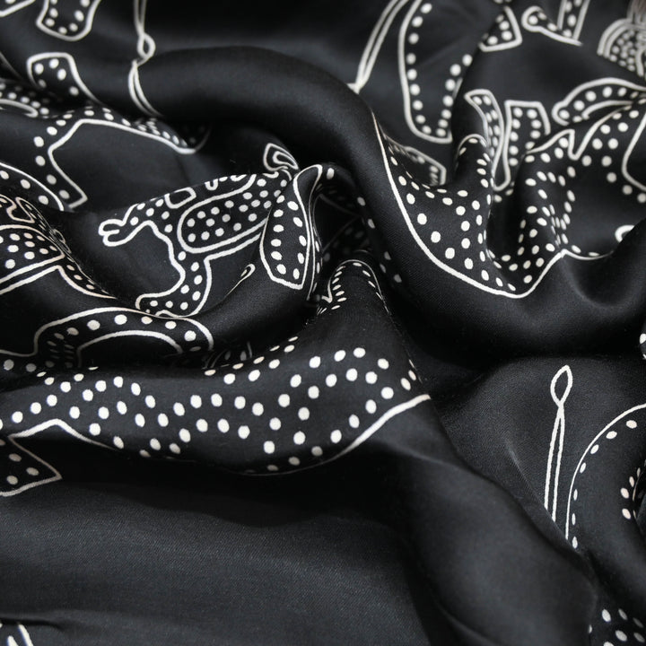 Black Modal Satin Digital Print
