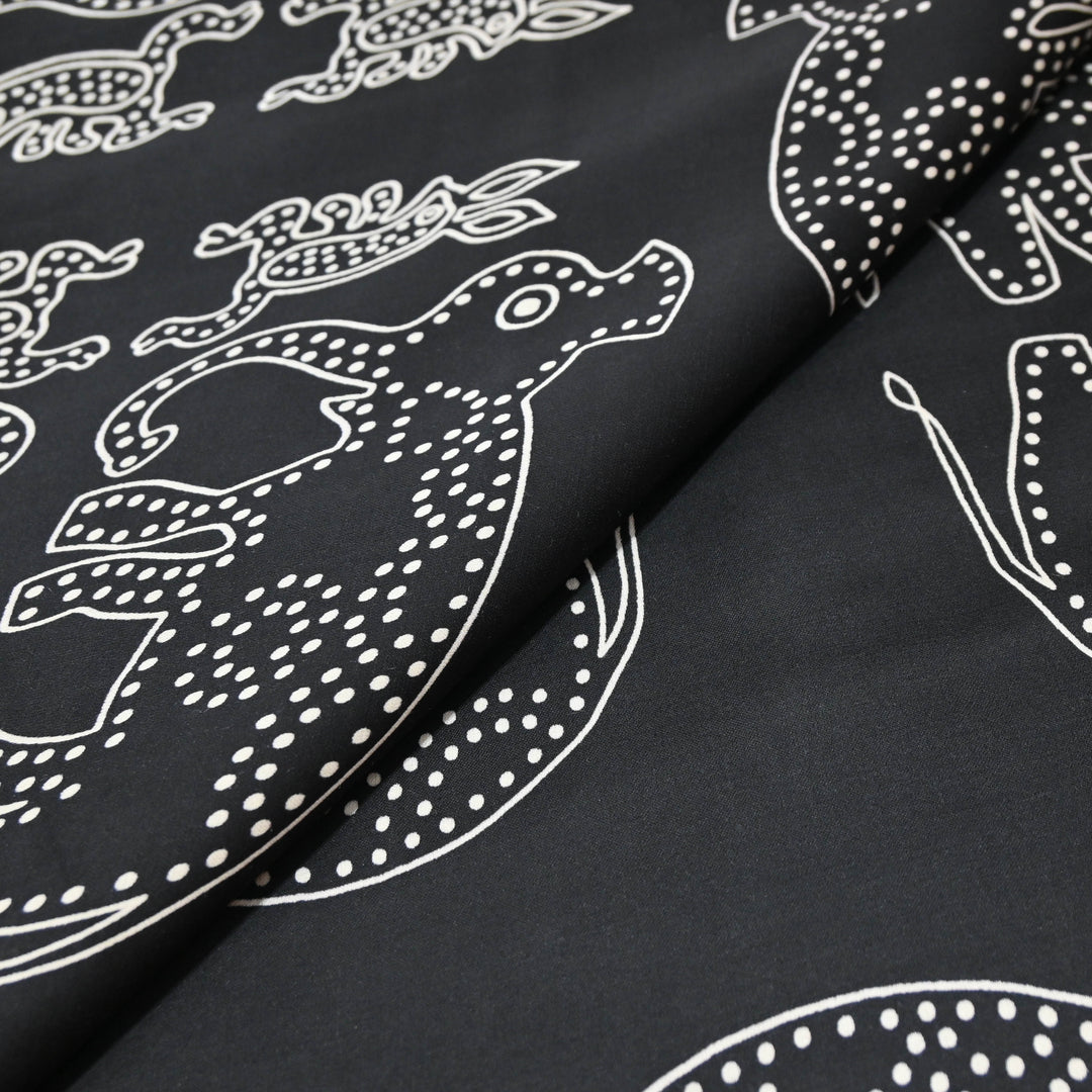 Black Modal Satin Digital Print