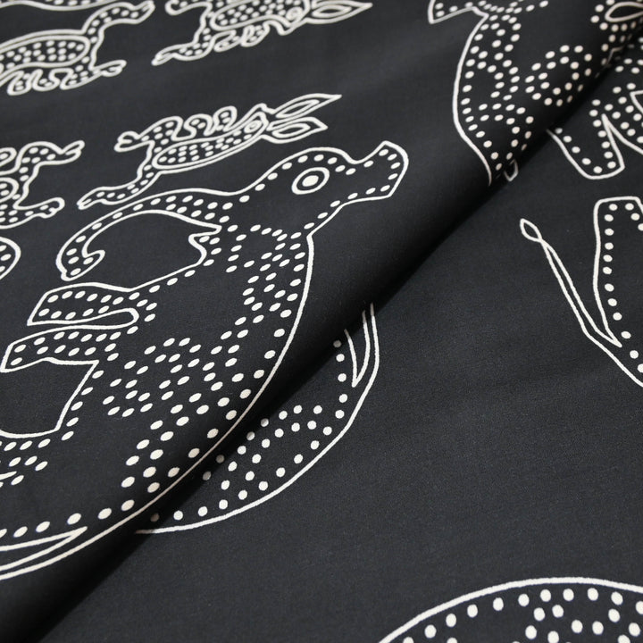 Black Modal Satin Digital Print