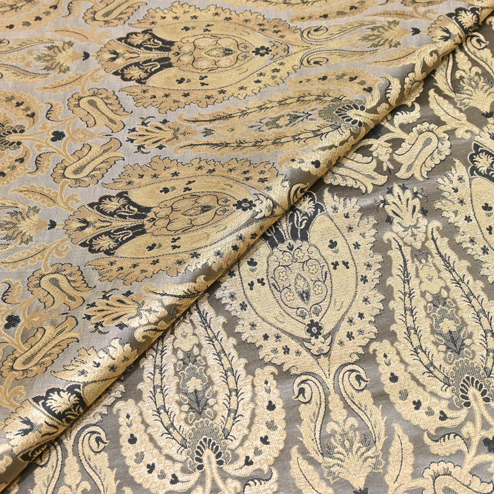 Satin Kimkhab Multi Brocade Fabric | Heavy Luxury Zari Woven Designer Fabric | RFC121-07