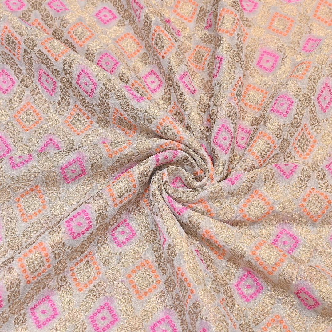 Viscose Georgette Zari Bandhani Fabric – Soft Lightweight Fabrics -NF0020-3
