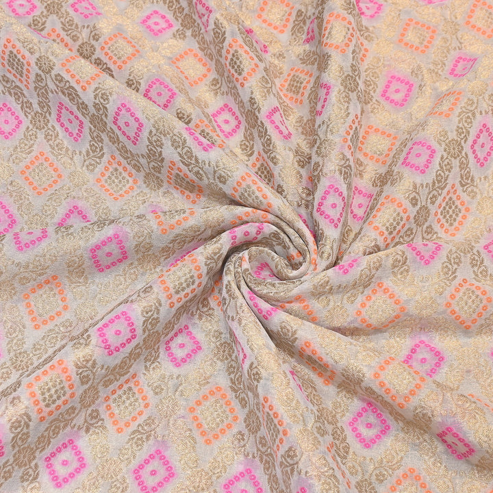 Viscose Georgette Zari Bandhani Fabric – Soft Lightweight Fabrics -NF0020-3