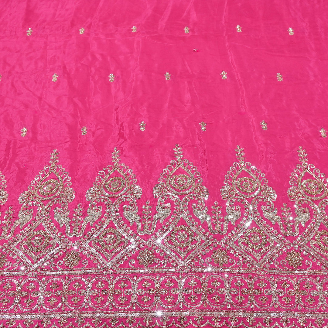 Premium Crepe Zari, Moti & Sequins Embroidery Fabric | Designer Embroidered Crepe for Bridal-J30948-A1
