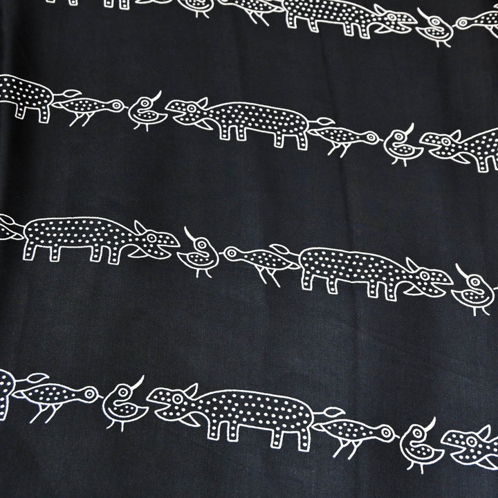 Onyx Black Modal Satin Digital Print