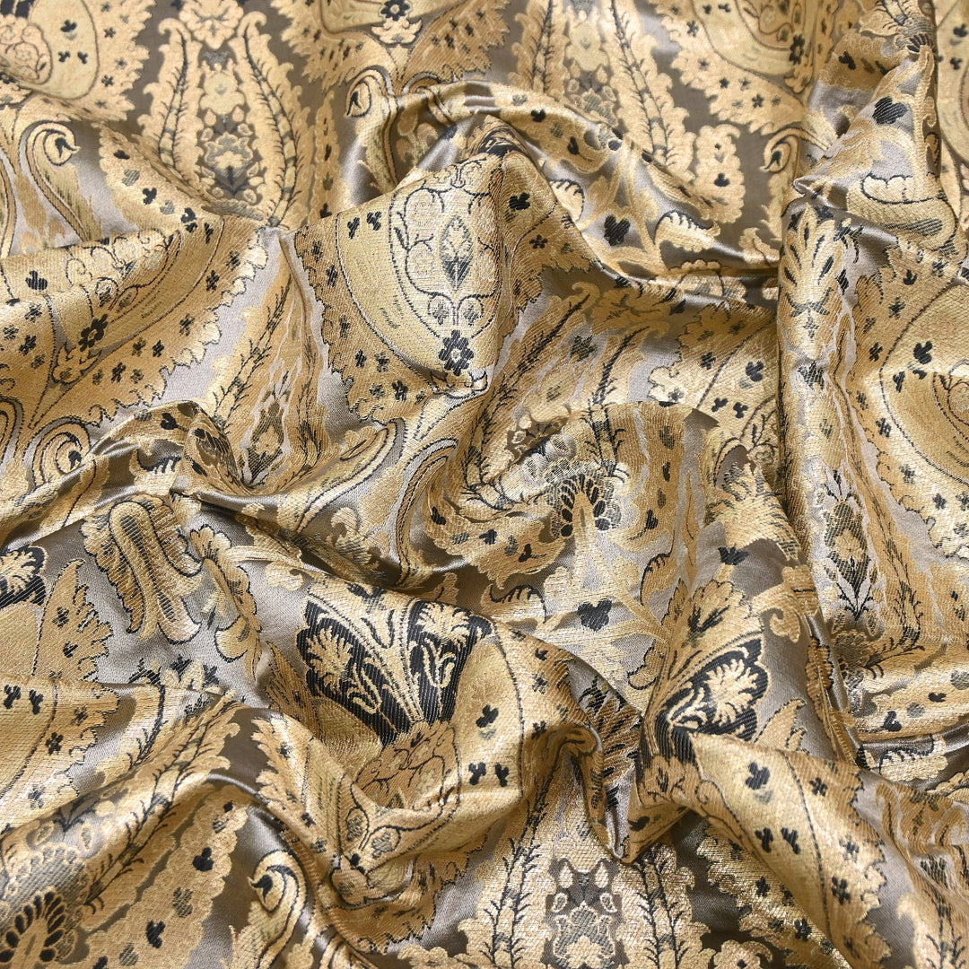 Satin Kimkhab Multi Brocade Fabric | Heavy Luxury Zari Woven Designer Fabric | RFC121-07
