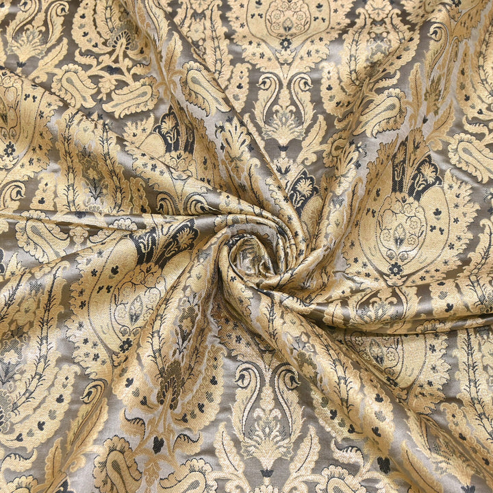 Satin Kimkhab Multi Brocade Fabric | Heavy Luxury Zari Woven Designer Fabric | RFC121-07
