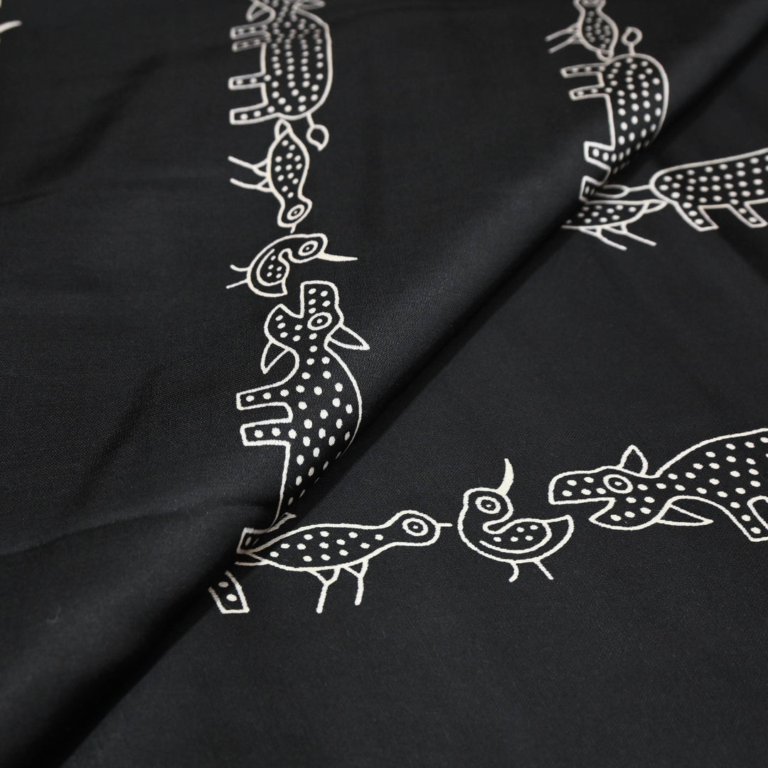 Onyx Black Modal Satin Digital Print