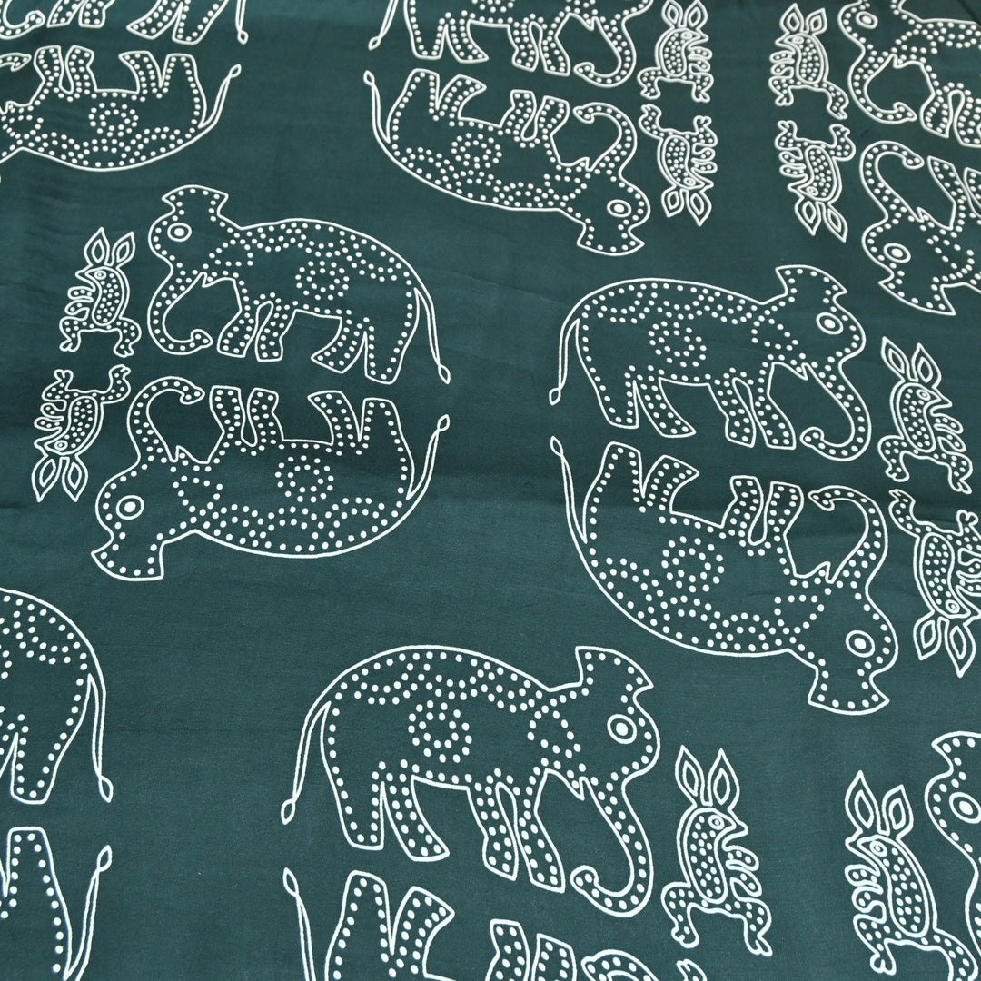 Teal Green Modal Satin Digital Print