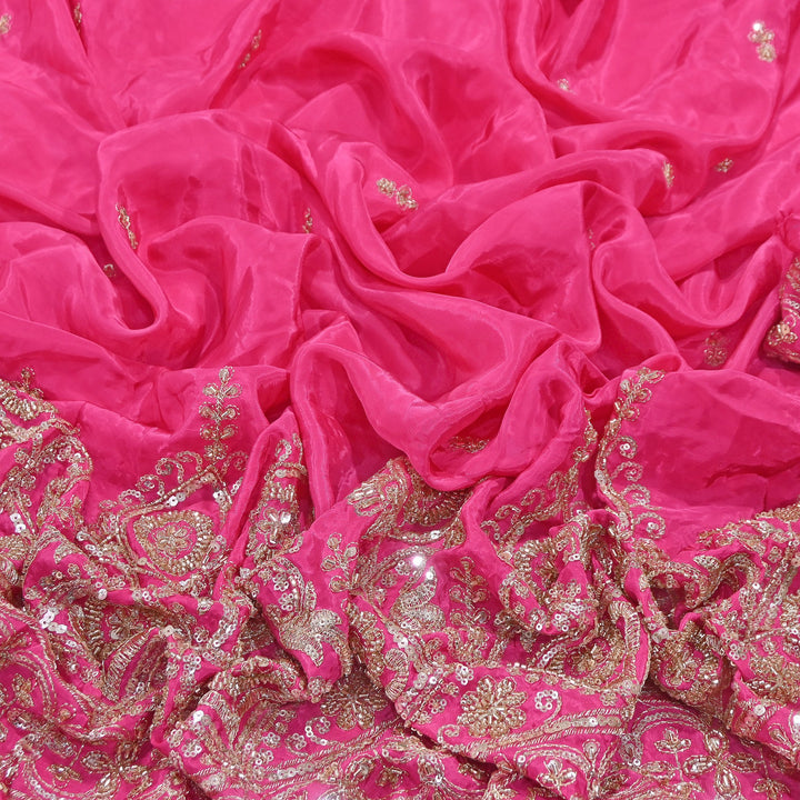 Premium Crepe Zari, Moti & Sequins Embroidery Fabric | Designer Embroidered Crepe for Bridal-J30948-A1