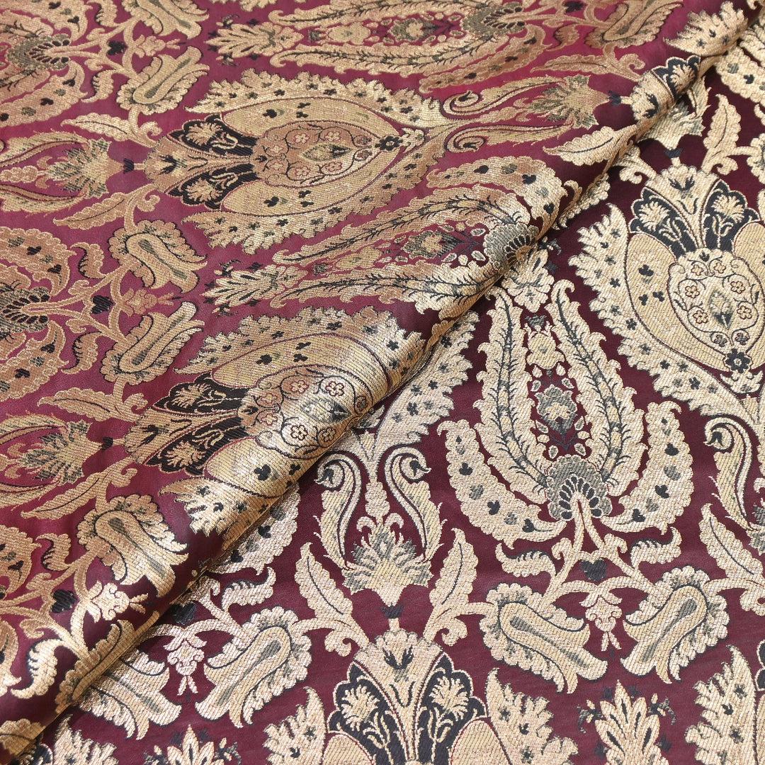 Satin Kimkhab Multi Brocade Fabric | Heavy Luxury Zari Woven Designer Fabric | RFC121-08