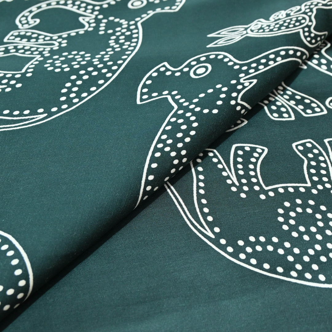 Teal Green Modal Satin Digital Print