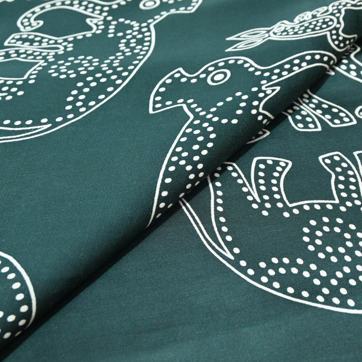 Teal Green Modal Satin Digital Print