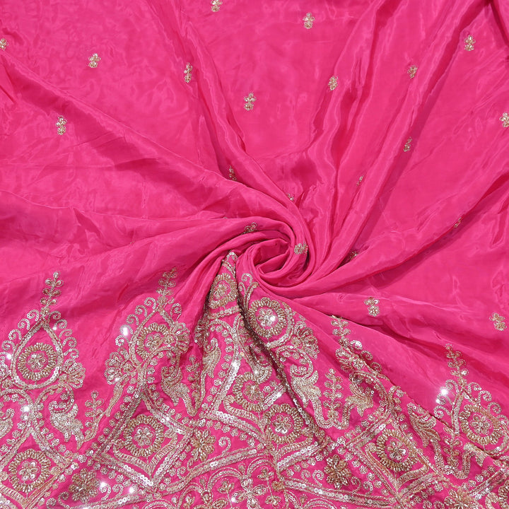 Premium Crepe Zari, Moti & Sequins Embroidery Fabric | Designer Embroidered Crepe for Bridal-J30948-A1