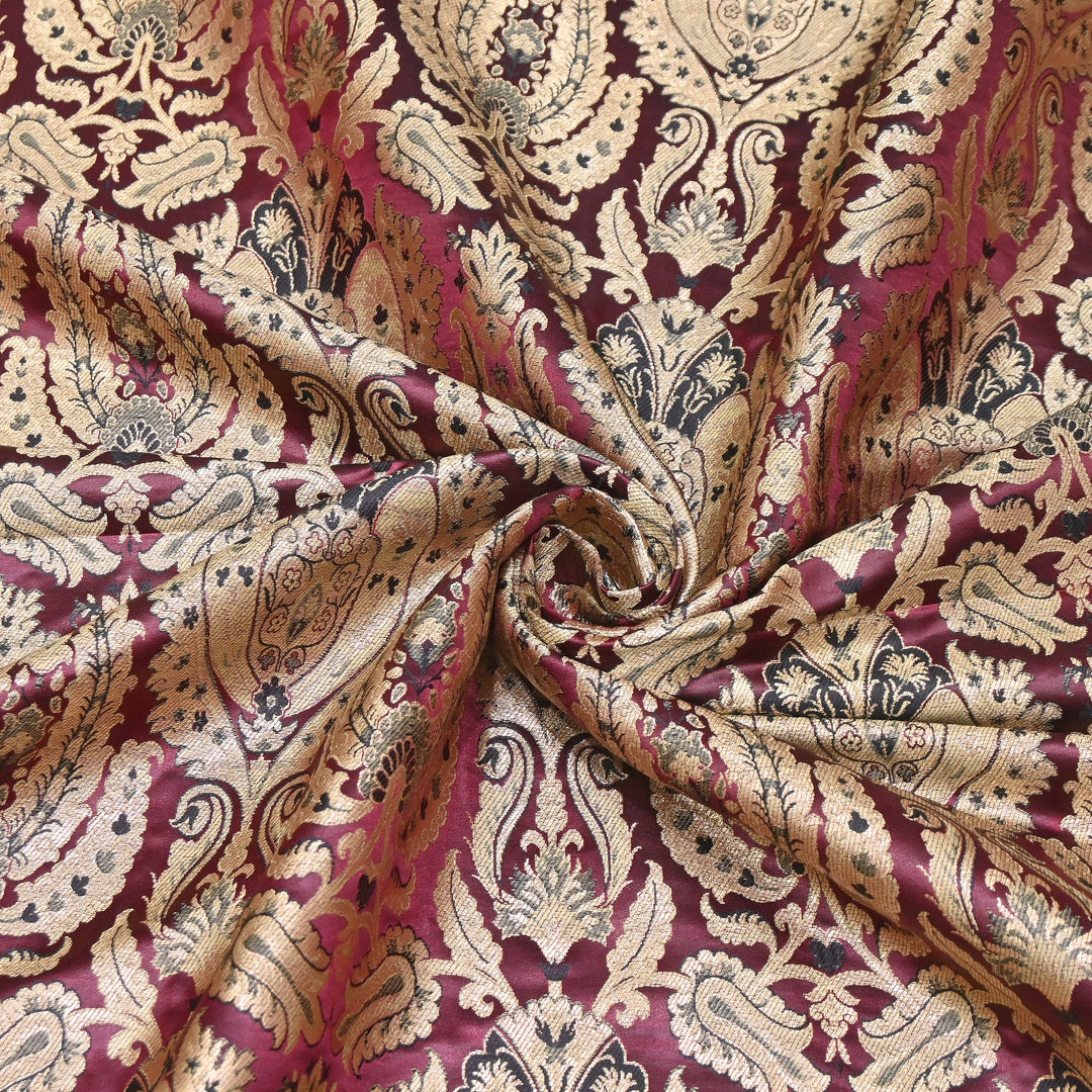 Satin Kimkhab Multi Brocade Fabric | Heavy Luxury Zari Woven Designer Fabric | RFC121-08