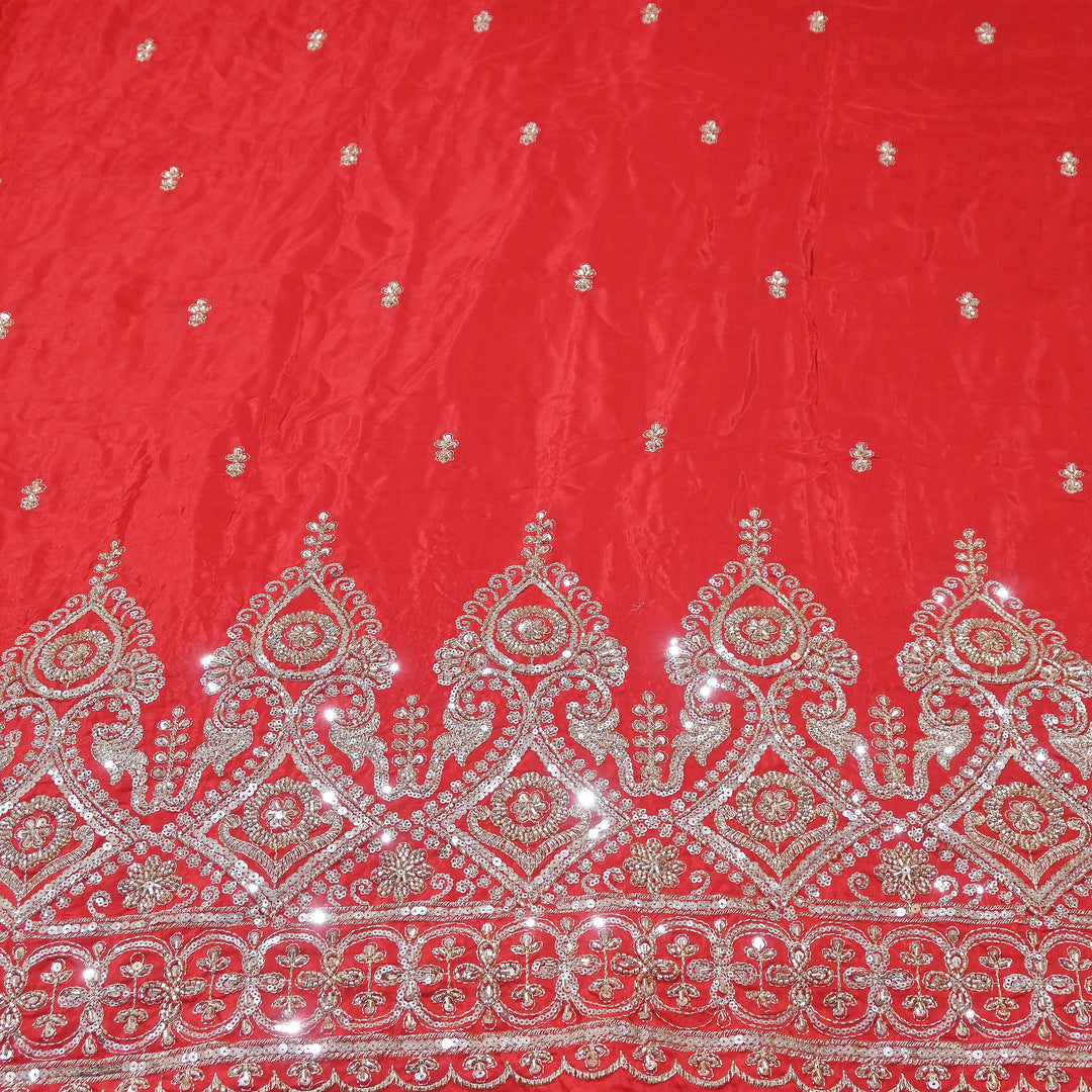 Premium Crepe Zari, Moti & Sequins Embroidery Fabric | Designer Embroidered Crepe for Bridal-J30948-A2