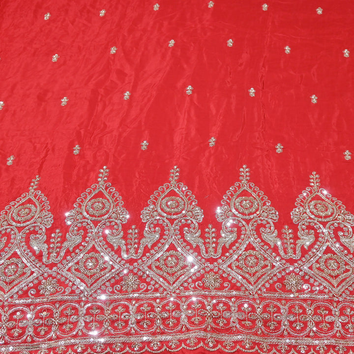 Premium Crepe Zari, Moti & Sequins Embroidery Fabric | Designer Embroidered Crepe for Bridal-J30948-A2