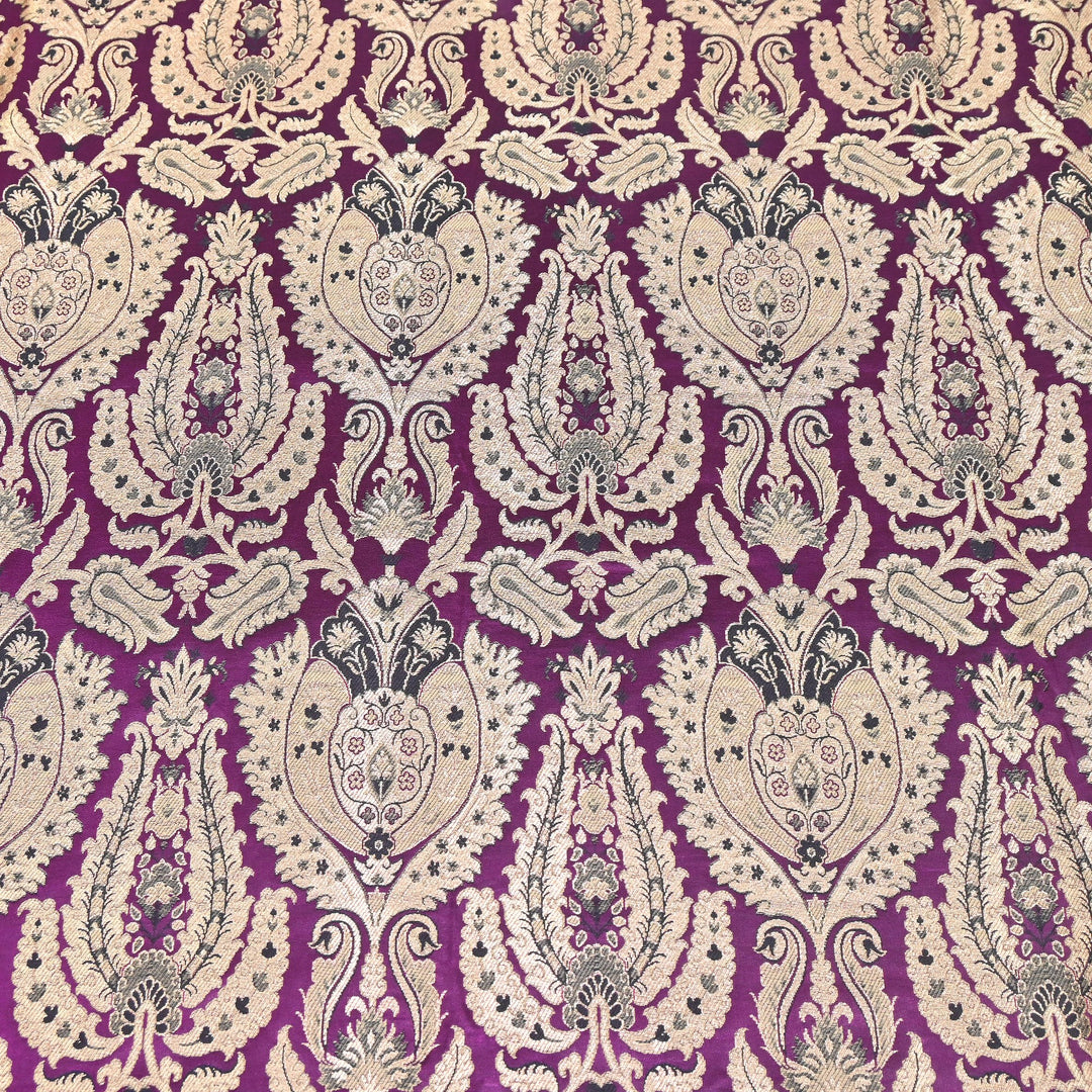 Satin Kimkhab Multi Brocade Fabric | Heavy Luxury Zari Woven Designer Fabric | RFC121-09