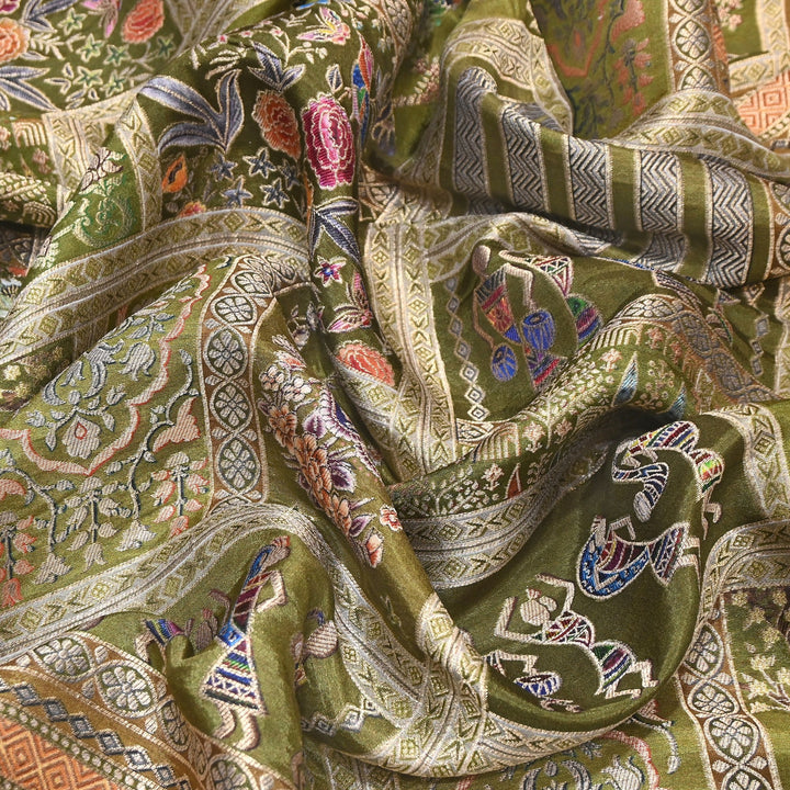 Premium Dola Position Print Zari Jacquard Fabric- ND8672-2