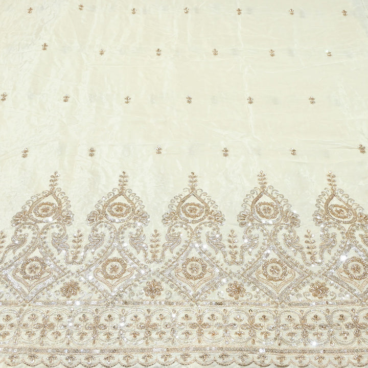 Premium Crepe Zari, Moti & Sequins Embroidery Fabric | Designer Embroidered Crepe for Bridal-J30948-A3