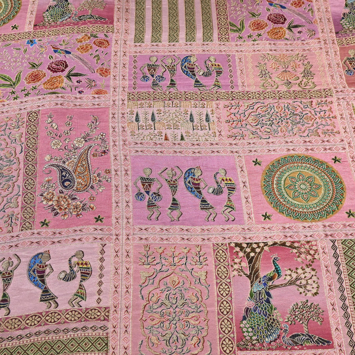 Premium Dola Position Print Zari Jacquard Fabric- ND8672-3
