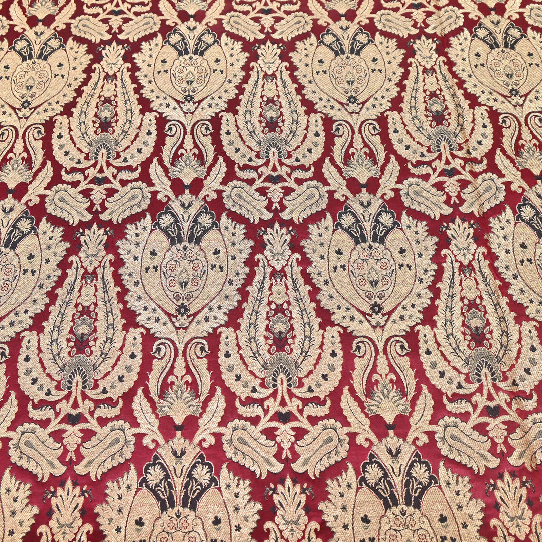 Satin Kimkhab Multi Brocade Fabric | Heavy Luxury Zari Woven Designer Fabric | RFC121-10