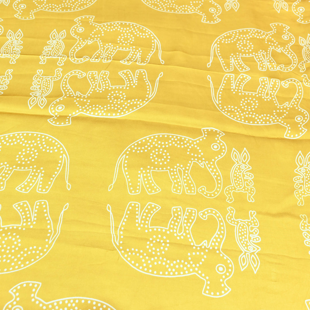 Yellow Modal Satin Digital Print