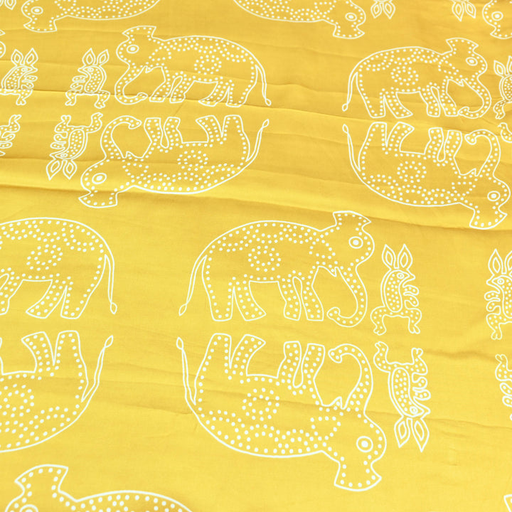 Yellow Modal Satin Digital Print