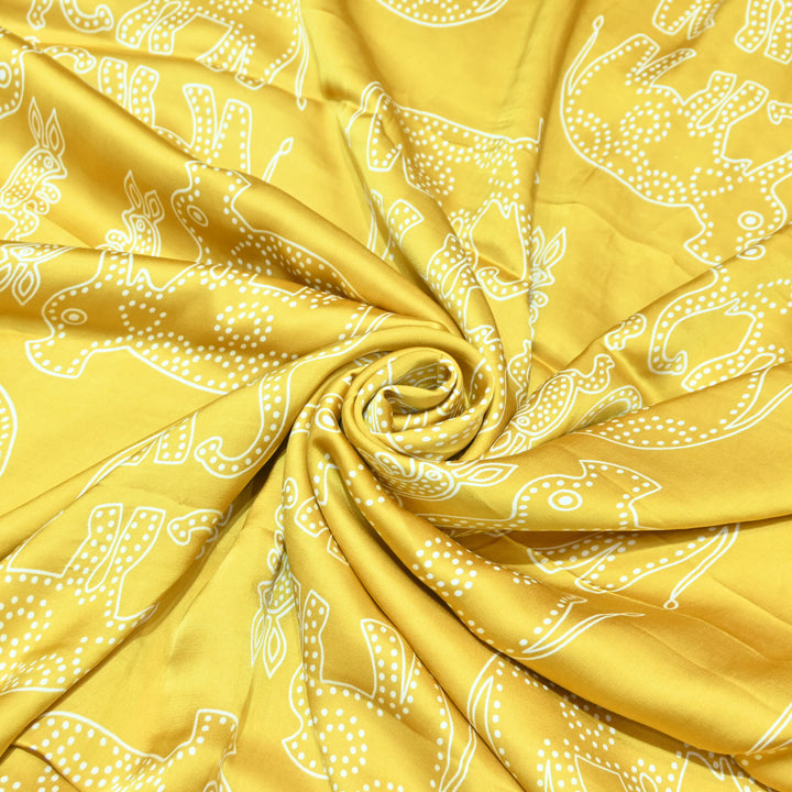 Yellow Modal Satin Digital Print