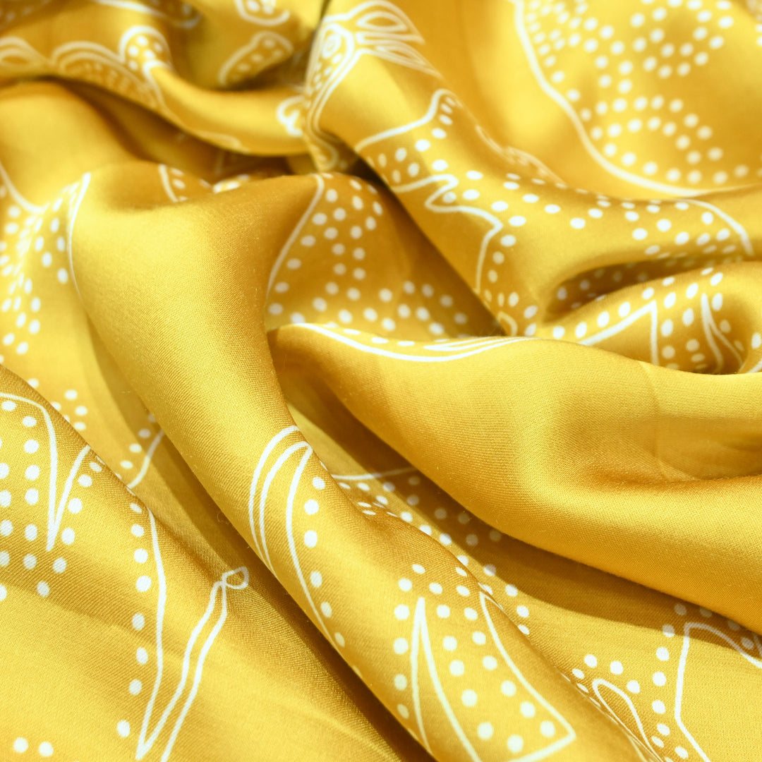 Yellow Modal Satin Digital Print