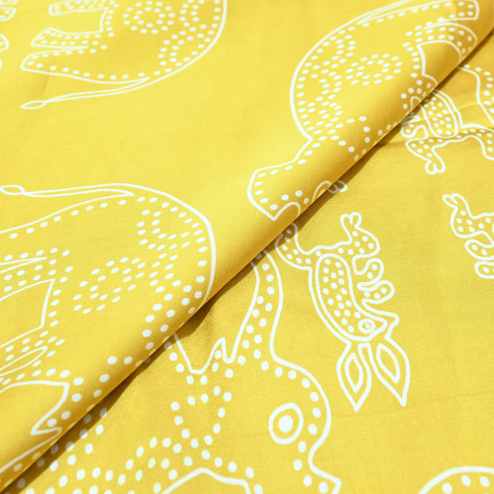 Yellow Modal Satin Digital Print