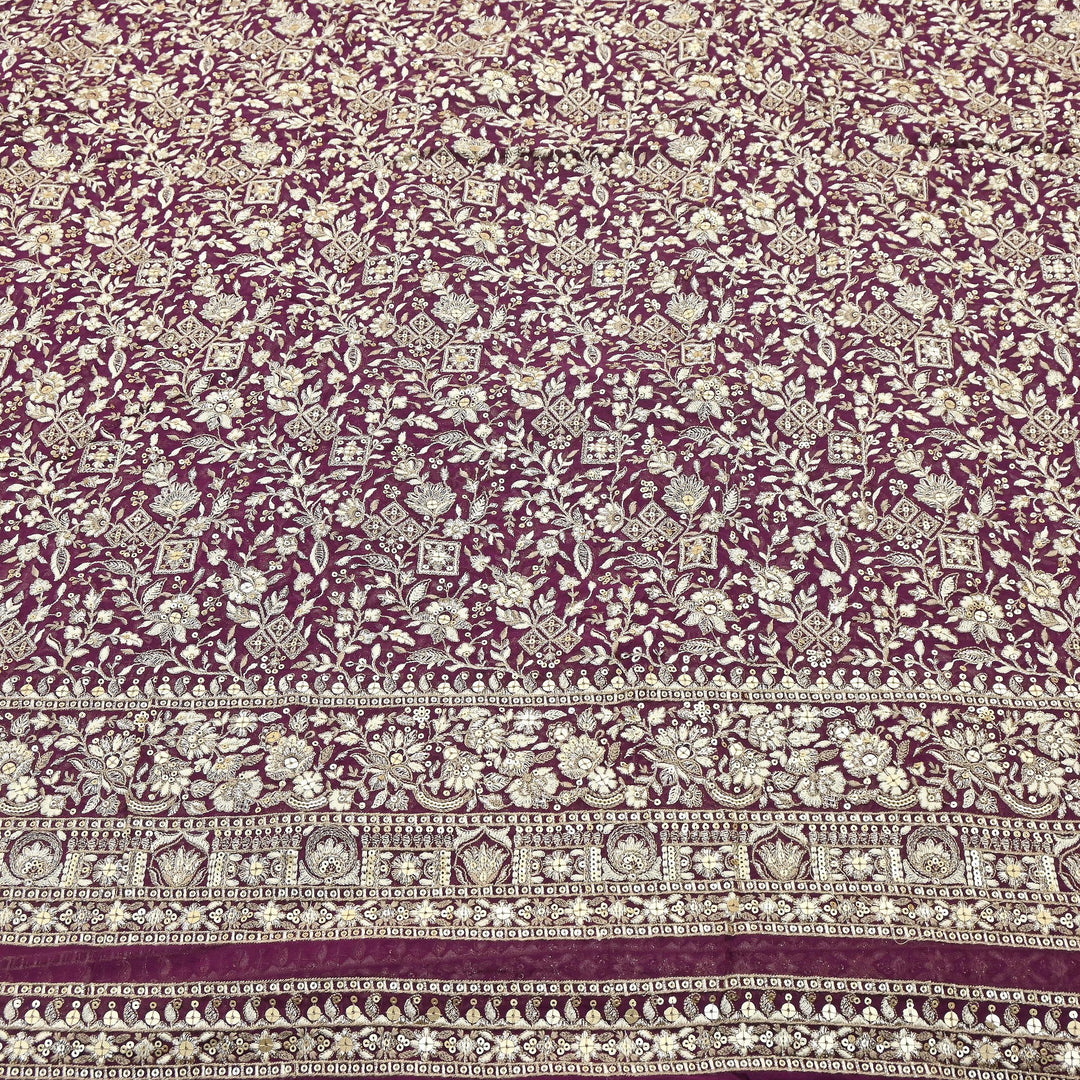 Premium Georgette Zari & Sequins Embroidery Fabric | Designer Embroidered Georgette fabric-D29247