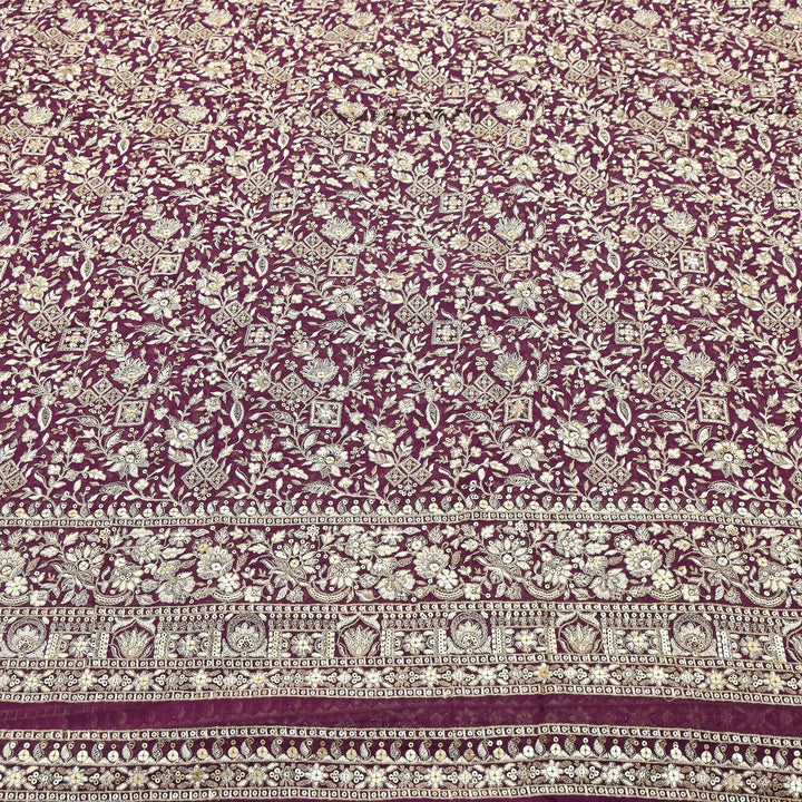 Premium Georgette Zari & Sequins Embroidery Fabric | Designer Embroidered Georgette fabric-D29247