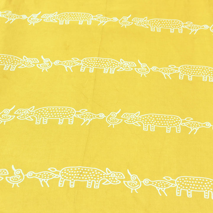 Bright Yellow Modal Satin Digital Print