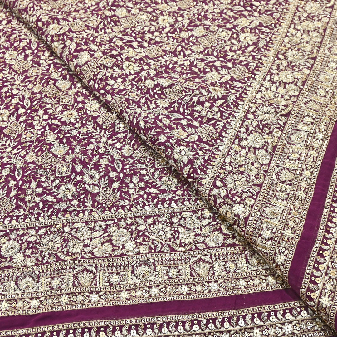 Premium Georgette Zari & Sequins Embroidery Fabric | Designer Embroidered Georgette fabric-D29247