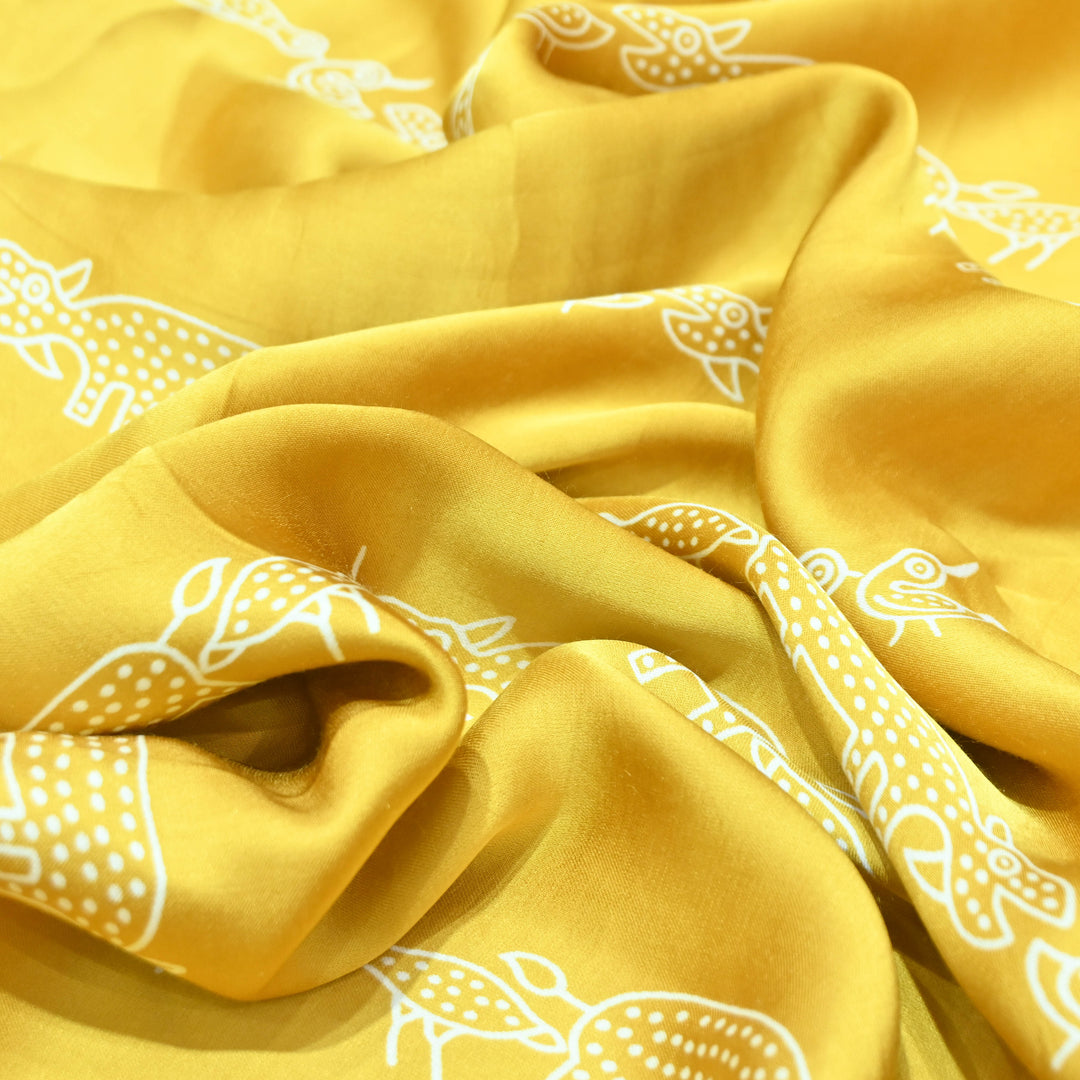Bright Yellow Modal Satin Digital Print