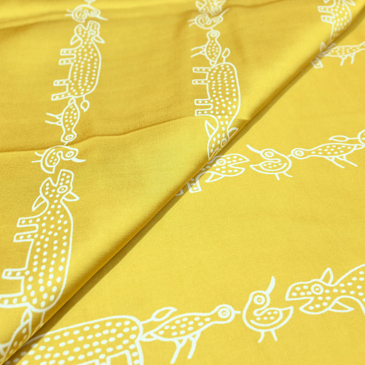 Bright Yellow Modal Satin Digital Print