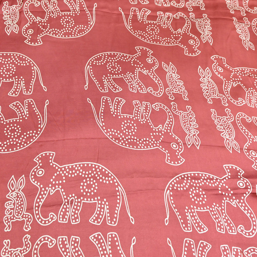 Brick Red Modal Satin Digital Print