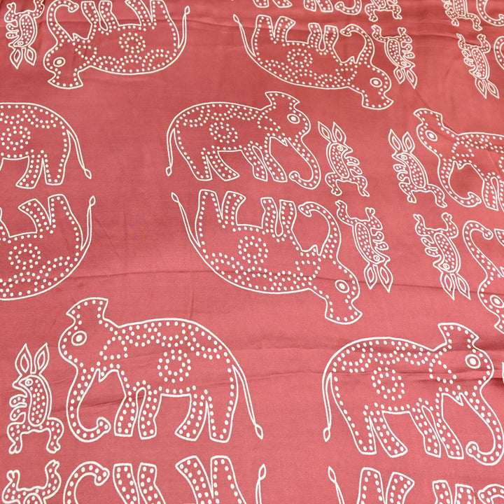 Brick Red Modal Satin Digital Print