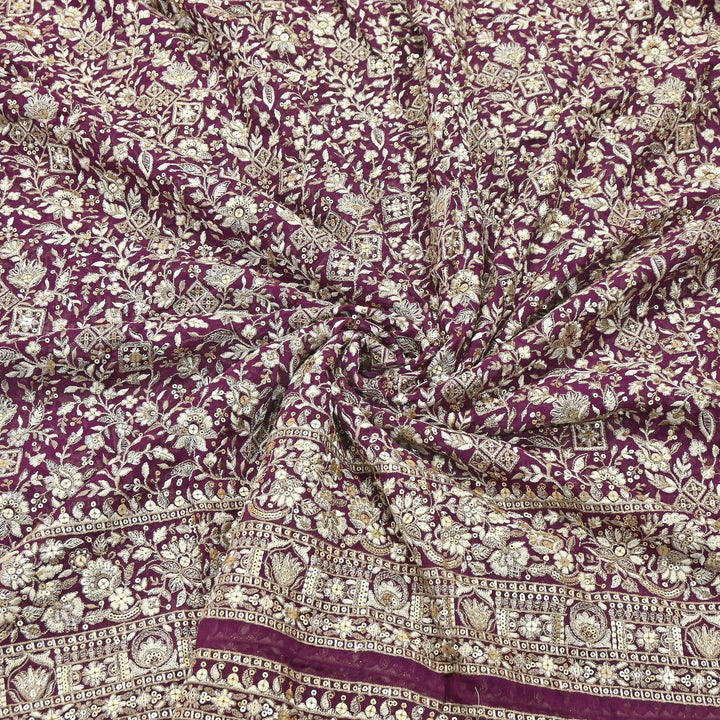 Premium Georgette Zari & Sequins Embroidery Fabric | Designer Embroidered Georgette fabric-D29247