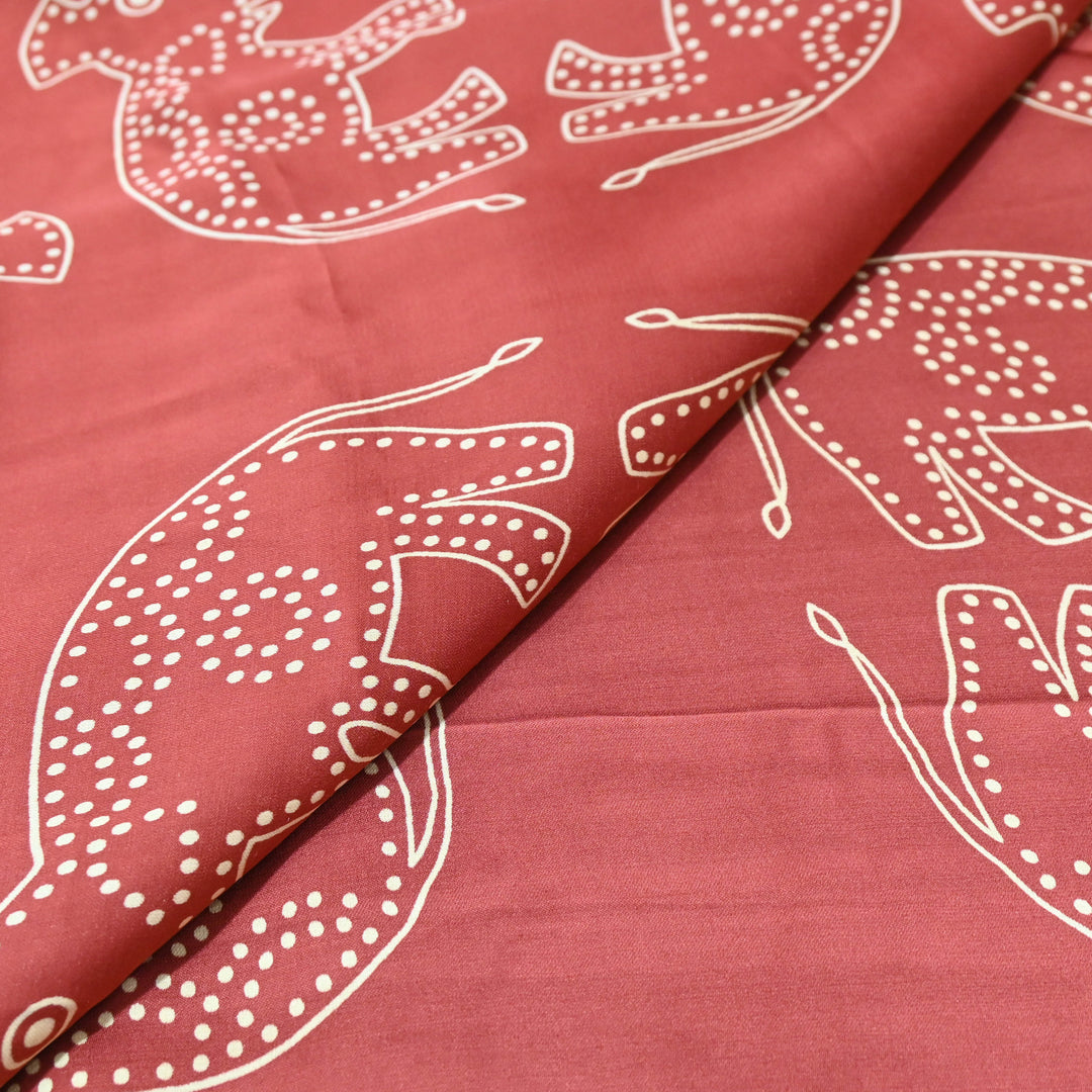 Brick Red Modal Satin Digital Print