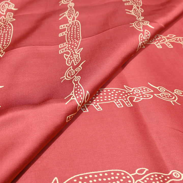 Maroon Modal Satin Digital Print