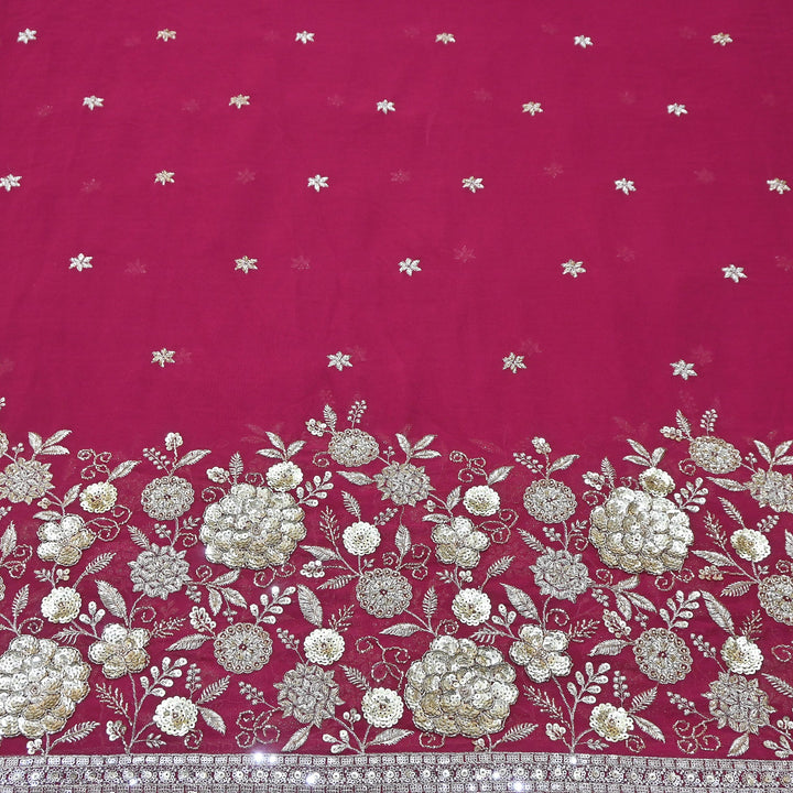 Premium Georgette Zari & Moti Embroidery Fabric | Designer Pearl & Zari Work Fabric | V3294C