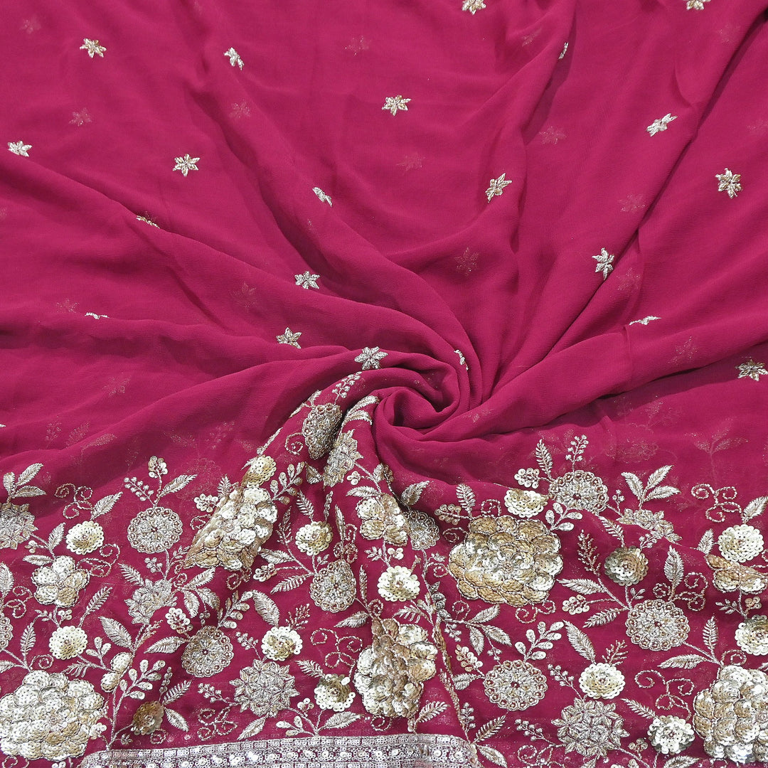 Premium Georgette Zari & Moti Embroidery Fabric | Designer Pearl & Zari Work Fabric | V3294C