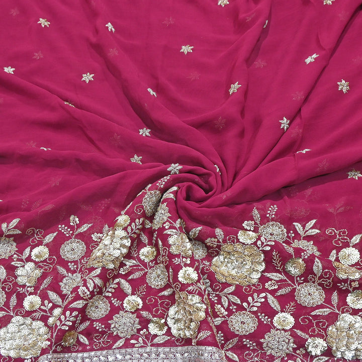 Premium Georgette Zari & Moti Embroidery Fabric | Designer Pearl & Zari Work Fabric | V3294C