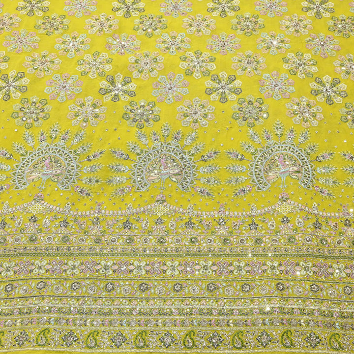 Premium Georgette Thread & Sequins Embroidery Fabric | Designer Embroidered Georgette fabric-D30720