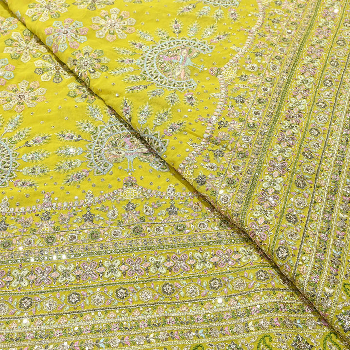 Premium Georgette Thread & Sequins Embroidery Fabric | Designer Embroidered Georgette fabric-D30720