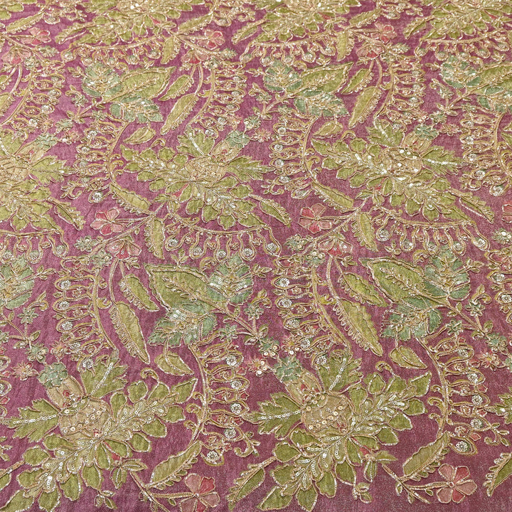 Dyed Tissue Gota Patti Embroidery Fabric | VI3548C-01